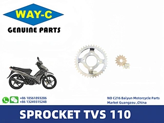 WAY-C SCOOTER BIKEPARTS R1321870 FRONT SPROCKET REAR SPROCKET TVS NEO CHAIN COMPLET TVS 110